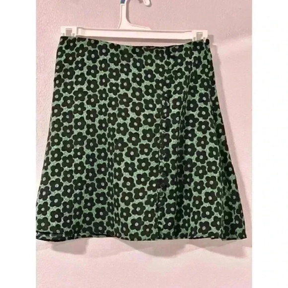 Urban Outfitters Womens Skirt Green Floral A-Line Button Front Bohemian Sz S - Picture 6 of 11